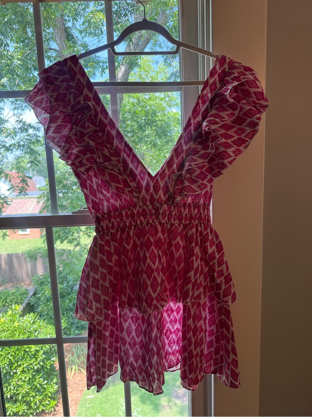 Pink Printed Ruffle Mini Dress - Picture 3 of 3